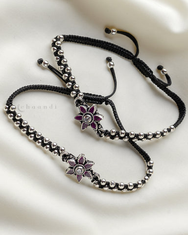 Threaded Silver Anklets CHA011 (Single)