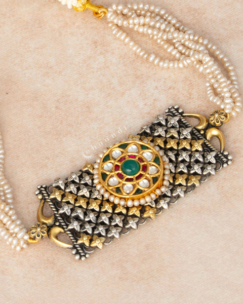 Gold Polish Silver Choker CHN2108