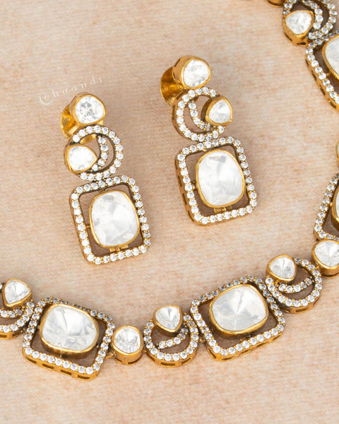 Gold Polish Silver Necklace Set