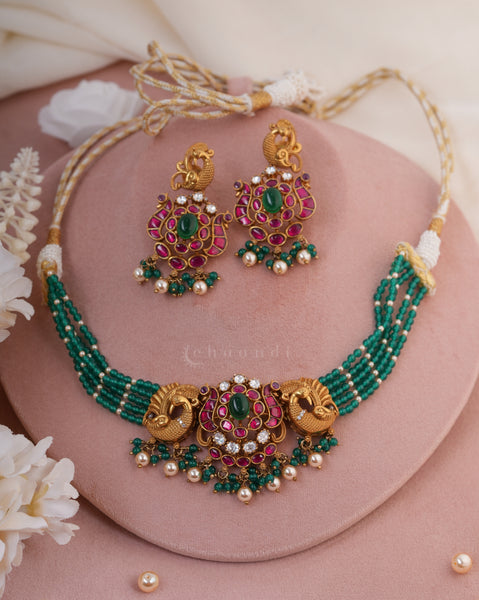 Gold Polish Silver Necklace Set