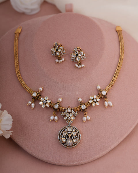 Gold Polish Silver Necklace Set
