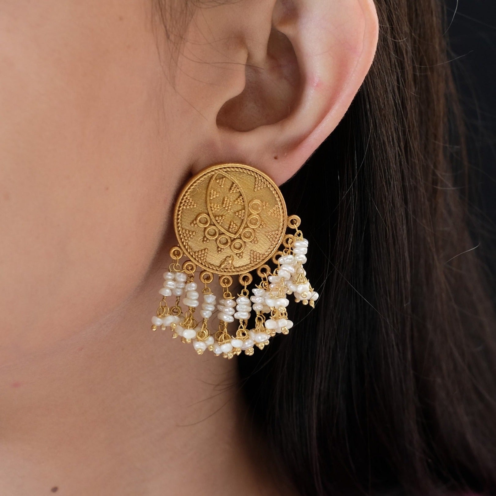 Gold Polish Silver Earrings CHE1293