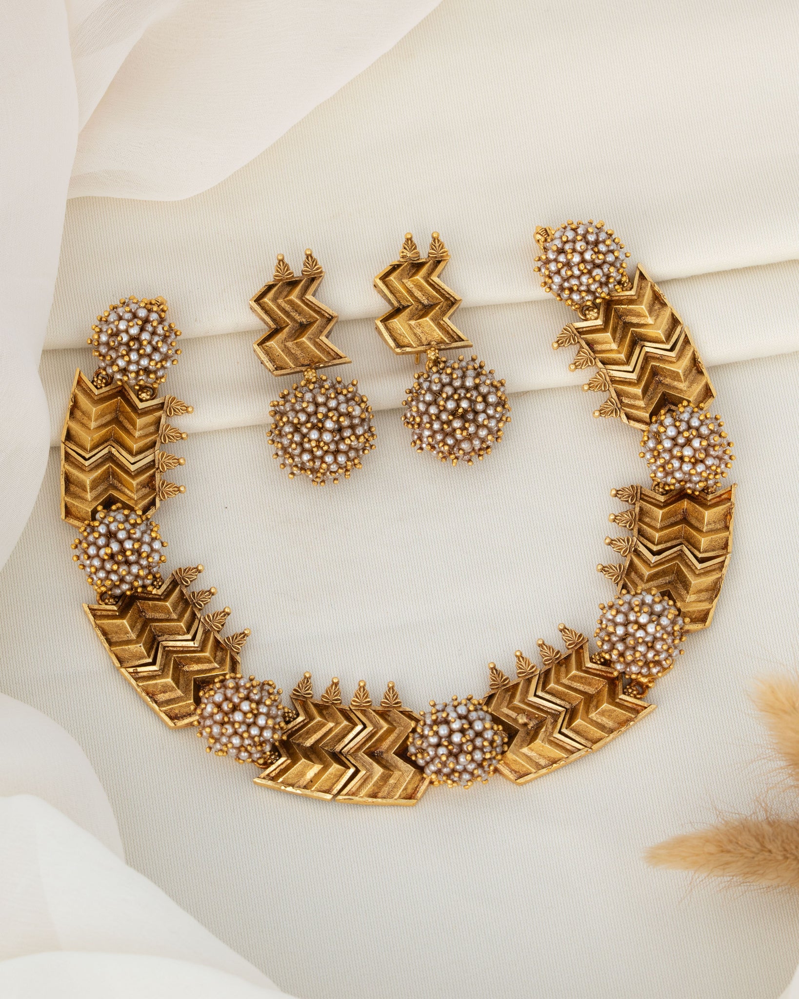 Gold Polish Silver Necklace Set CHN2191 – CHAANDI