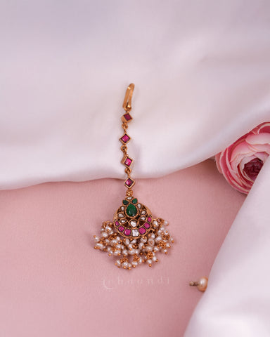 Gold Polish Silver Maang Tikka CHMT1025