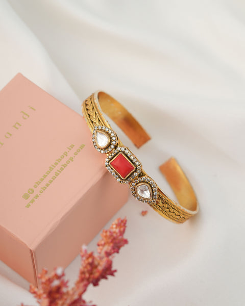 Gold Polish Silver Kada  (Single)
