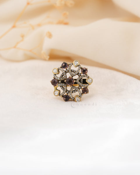 Gold polish Silver Ring