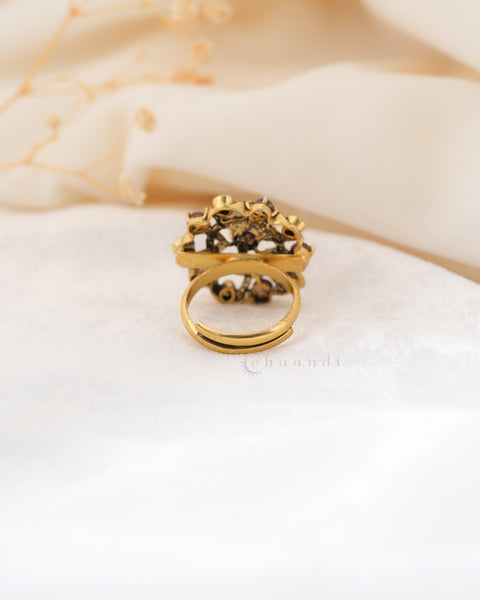 Gold polish Silver Ring