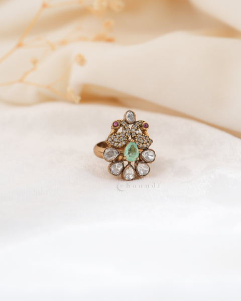 Gold polish Silver Ring