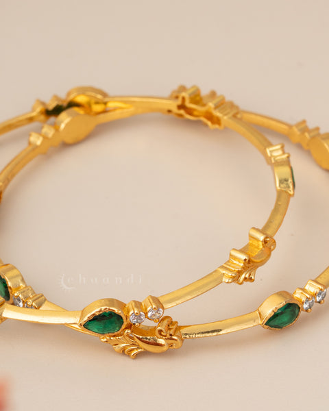 Gold Polish Silver Bangle (Pair)