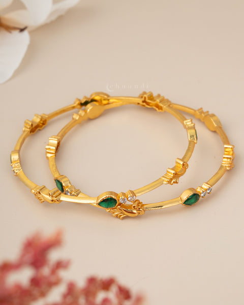 Gold Polish Silver Bangle (Pair)