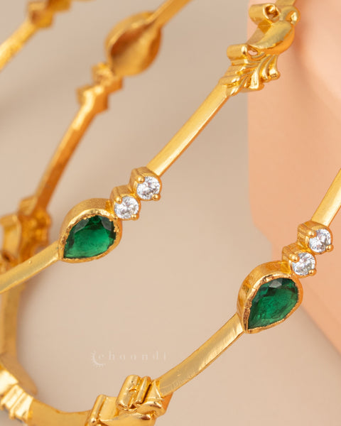 Gold Polish Silver Bangle (Pair)