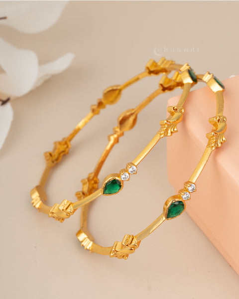Gold Polish Silver Bangle (Pair)