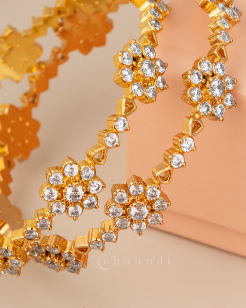 Gold Polish Silver Bangle (Pair)