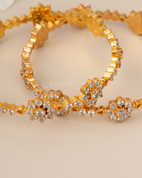 Gold Polish Silver Bangle (Pair)