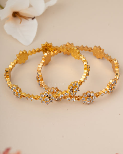 Gold Polish Silver Bangle (Pair)