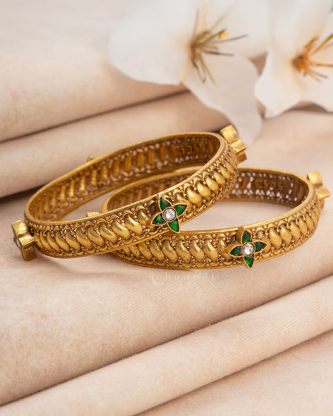 Gold Polish Silver Bangle  (Single)