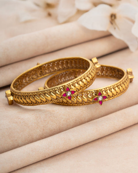 Gold Polish Silver Bangle (Single)