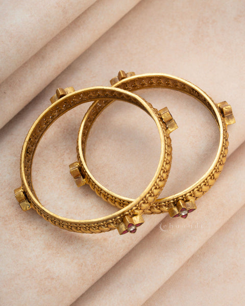 Gold Polish Silver Bangle (Single)