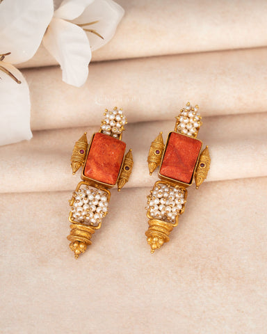 Gold Polish Silver Earrings CHE2385