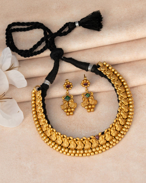 Gold Polish Silver Necklace Set