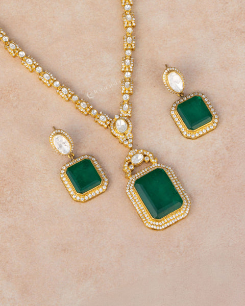 Gold Polish Silver Necklace Set