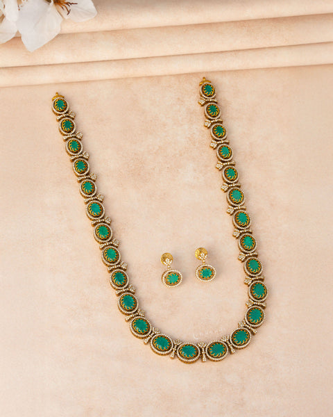 Gold Polish Silver Necklace Set