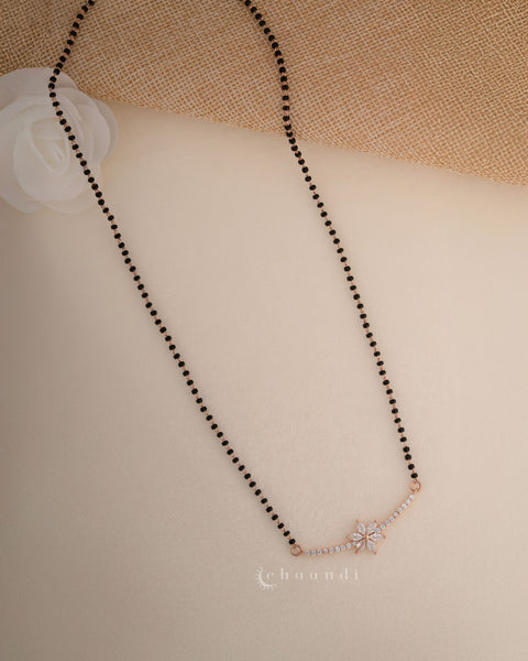 Black Bead Mangalsutra Rose Gold Pendant Chain SCH1024