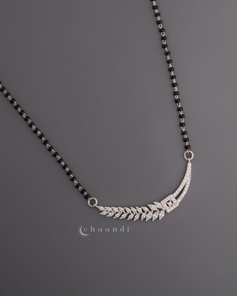 Black Bead Mangalsutra  Silver Pendant Chain SCH1022