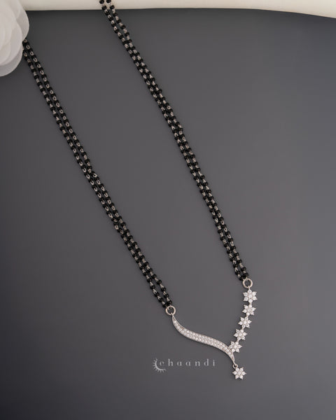 Black Bead Mangalsutra Silver Pendant Chain SCH1021