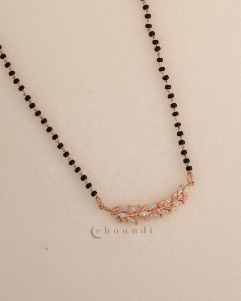 Black Bead Mangalsutra Rose Gold Pendant Chain SCH1025