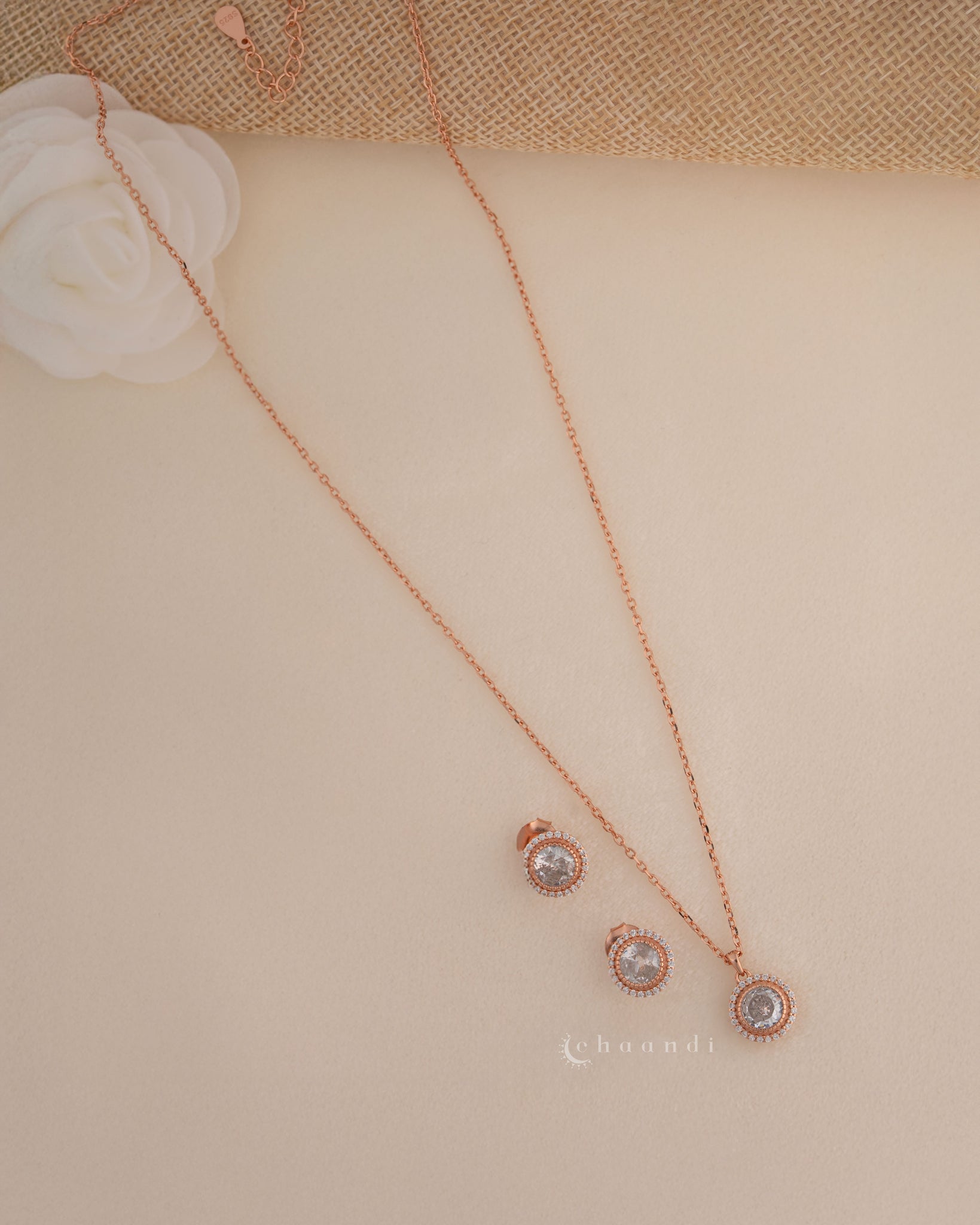 Silver Pendant Chain With Earrings SCE1012