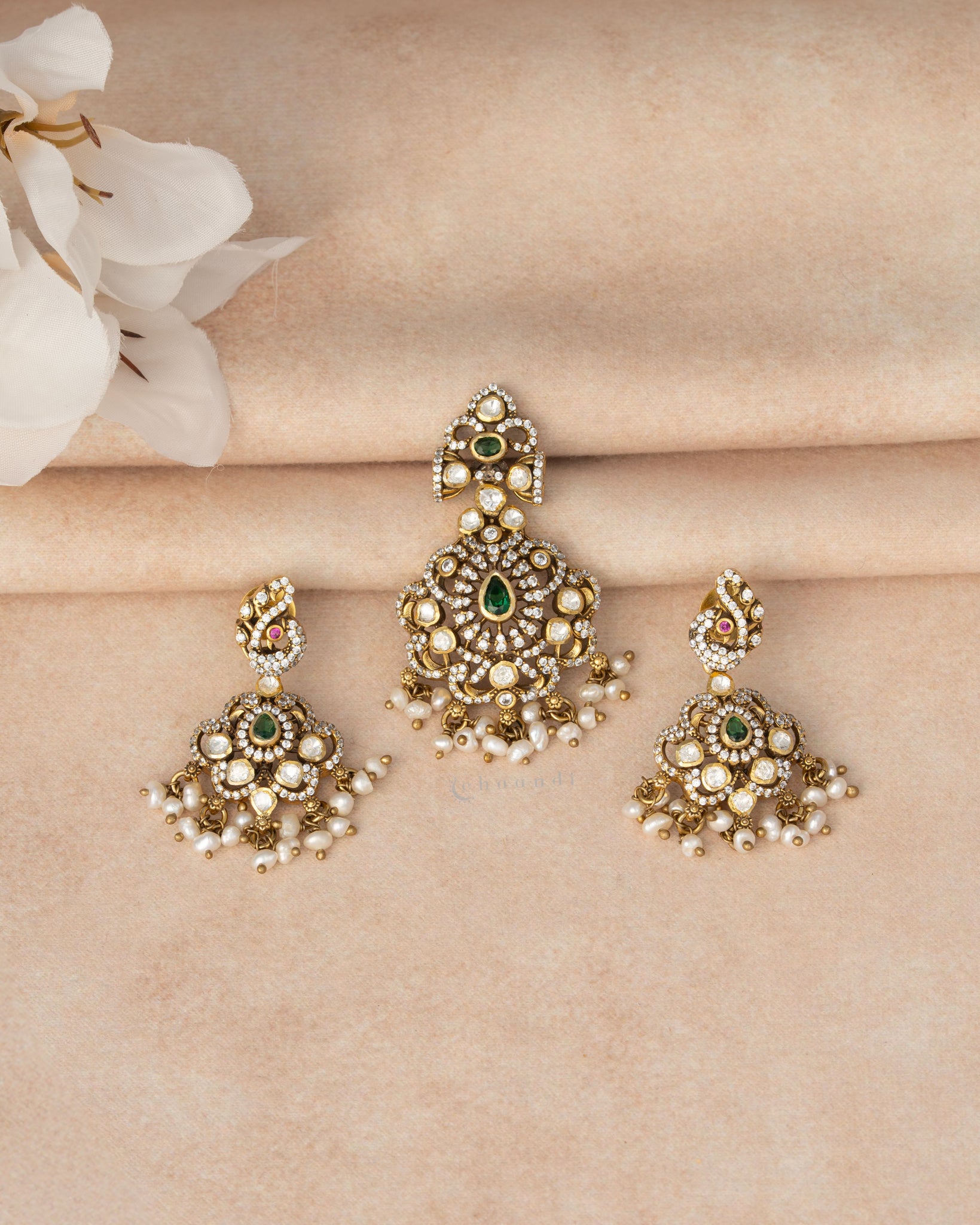 Gold Polish Silver Pendant Set – CHAANDI