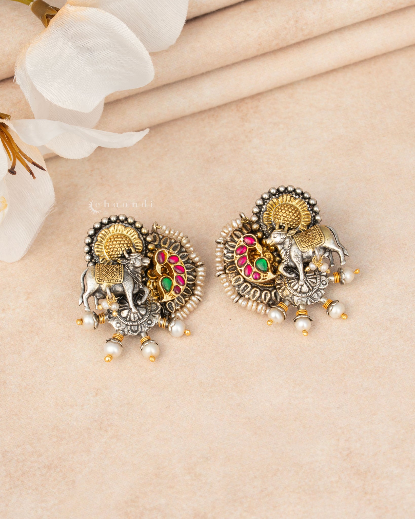 Two Tone Silver Earrings – CHAANDI