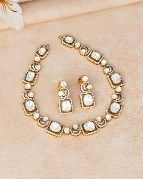 Gold Polish Silver Necklace Set