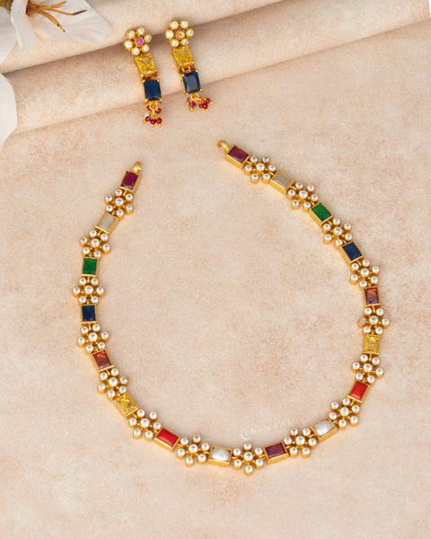 Gold Polish Silver Necklace Set
