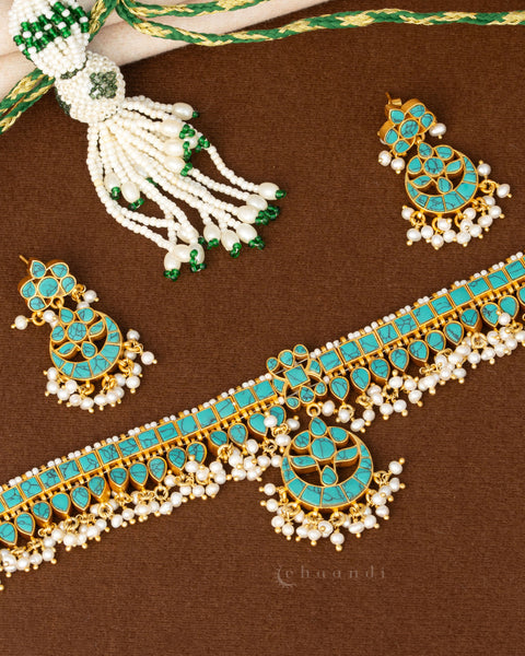 Gold Polish Silver Necklace Set