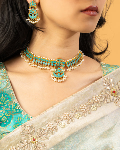 Gold Polish Silver Necklace Set
