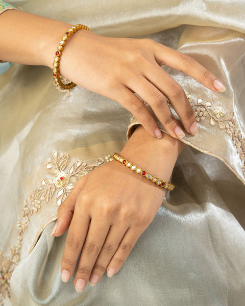 Gold Polish Silver Bangle (Single)