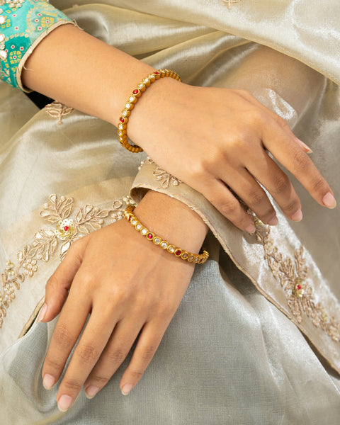 Gold Polish Silver Bangle (Single)