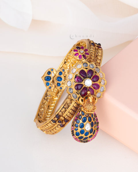 Gold Polish Silver Bangle  (Single)