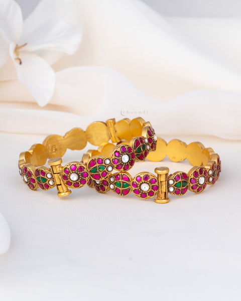Gold Polish Silver Bangle  (Single)