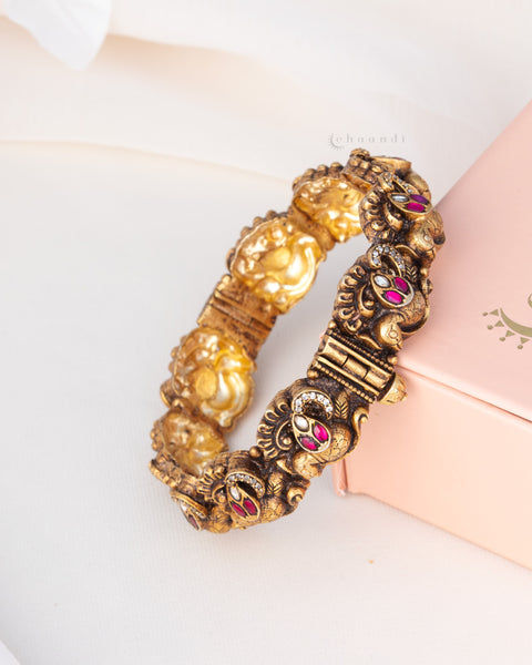 Gold Polish Silver Bangle  (Single)