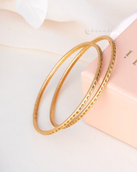 Gold Polish Silver Bangle (Pair)