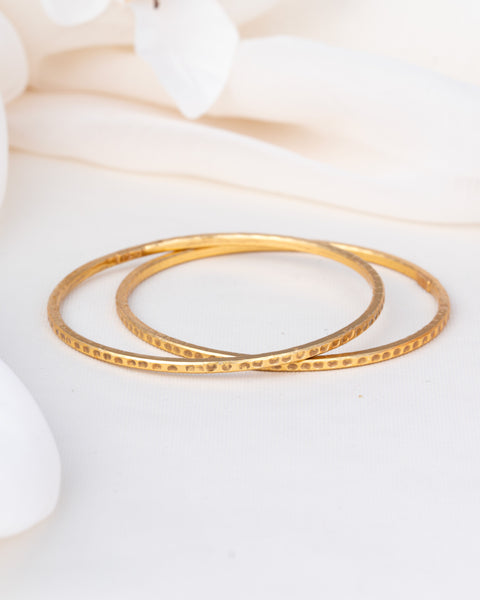 Gold Polish Silver Bangle (Pair)