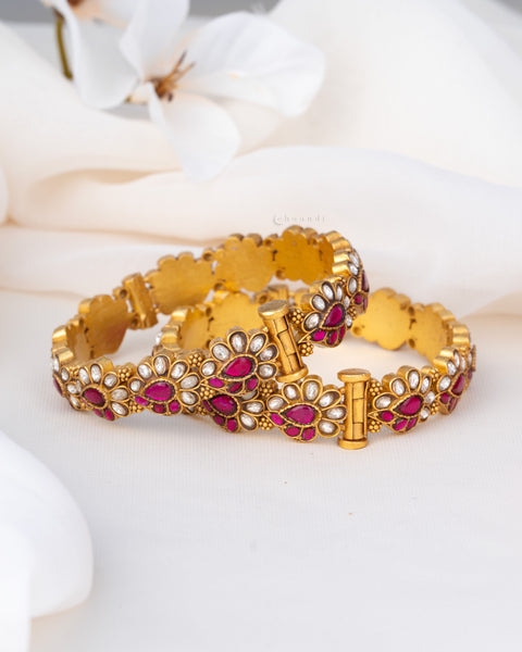 Gold Polish Silver Bangle  (Single)