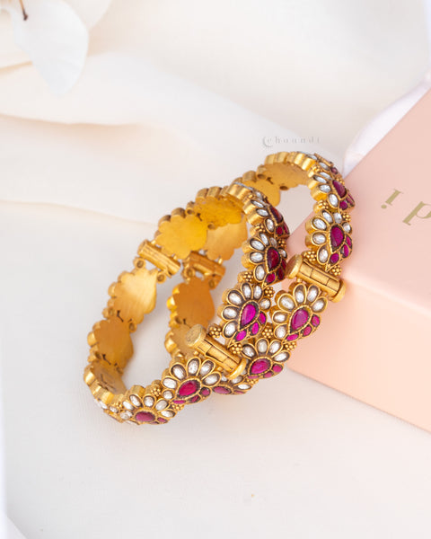 Gold Polish Silver Bangle  (Single)