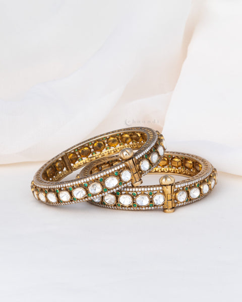 Gold Polish Silver Bangle  (Single)