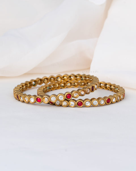 Gold Polish Silver Bangle (Single)