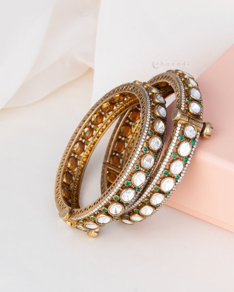 Gold Polish Silver Bangle  (Single)