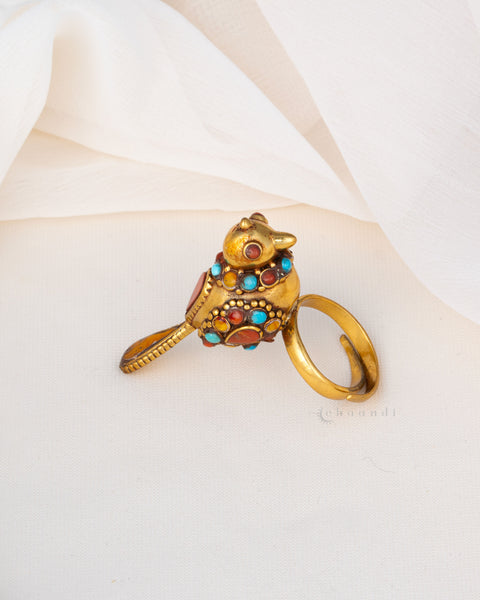 Gold polish Silver Ring